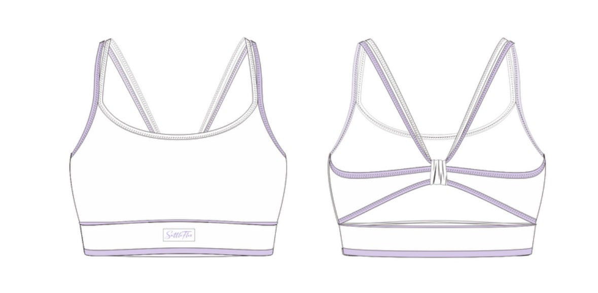 NEW Bow Bra- White with Lavender