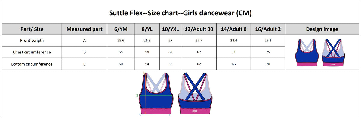 Five Dancewear  Triangle bra, Girls dance outfits, Bra size charts